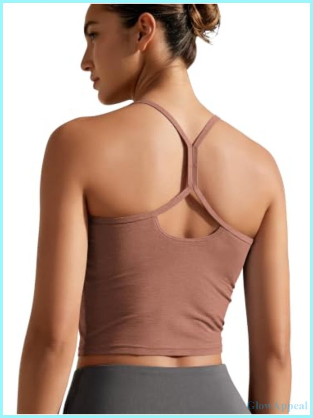 Slim Racerback Cropped Tank with Built-in Bra UPF 50